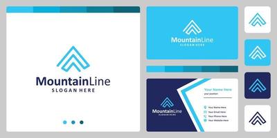 logotipo de diseño de montaña con líneas conectadas. diseño de plantilla de tarjeta de visita vector