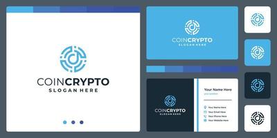 Crypto coin logo template with initial letter d. Vector Digital Money icon, Block chain, financial symbol.