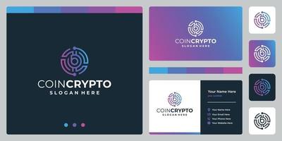 Crypto coin logo template with initial letter b. Vector Digital Money icon, Block chain, financial symbol.