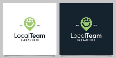 Map pin location symbol with logo a team and business card design. vector