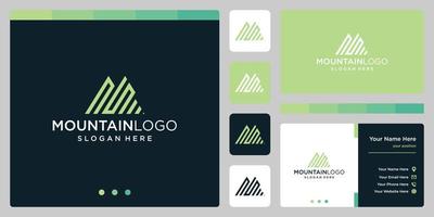 resumen creativo del logotipo de la montaña con el diseño inicial del logotipo de la letra n y s. vector premium