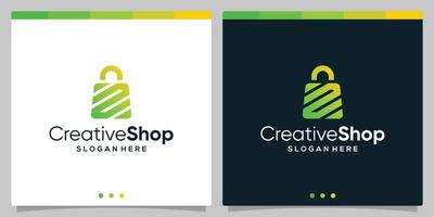 Template design logo shopping bag abstract with symbol initial letter N. Premium vector