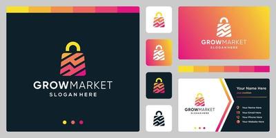 Template design logo shopping bag abstract with symbol analytic. Business card design. vector