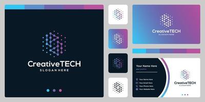 Inspiration logo initial letter p and d abstract with tech style and gradient color. Business card template vector