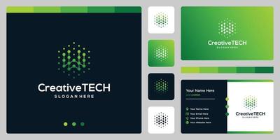 Inspiration logo initial letter W abstract with tech style and gradient color. Business card template vector