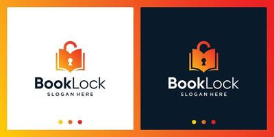 Open book logo design inspiration with padlock design logo. Premium Vector