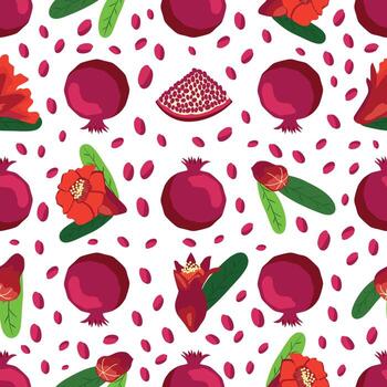 patrón sin costuras con granadas. patrones decorativos de la fruta de la granada vector