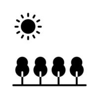 nature scenery, trees with sun icon vector