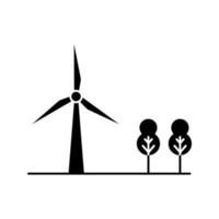 illustration of renewable energy, wind turbine with trees icon vector