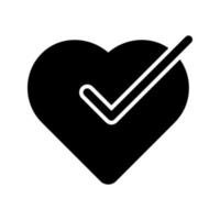 heart with checkmark icon vector