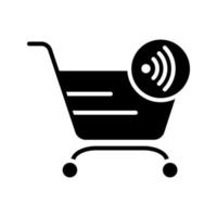 carrito de compras con vector de icono de símbolo wi-fi