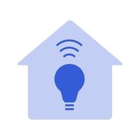 illustration of smart home, house with lightbulb and wi-fi symbol icon vector