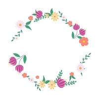 Circle Cute Flower Wreath Vector Illustration isolated