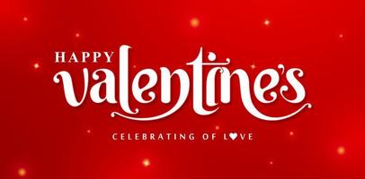 happy valentines day lettering font, illustration of celebrating of love text effect gradient red background, applicable for website banner, poster corporate, billboard sign, social media template, vector