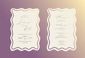 Luxury Wavy Edge Wedding Invitation card background. Abstract art background vector design for wedding and vip cover template.