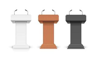 realista detallado 3d diferentes tipos podio tribuna debate o escenario. vector