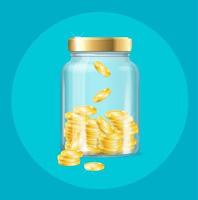 Realistic 3d Detailed Money in Jar. Vector