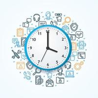 Development Concept with Realistic Detailed 3d Wall Clock. Vector