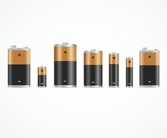 Realistic 3d Detailed Alkaline Battery Set. Vector