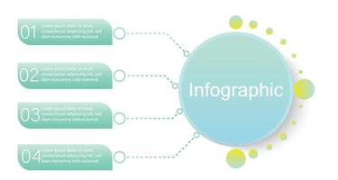 plantilla infográfica para presentación de información empresarial. círculos vectoriales y elementos geométricos. diagramas de flujo de trabajo modernos. informe plan 4 temas vector