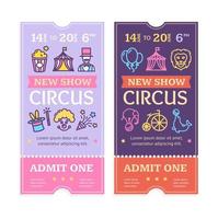 Tickets Circus Set with Color Thin Line Icon. Vector