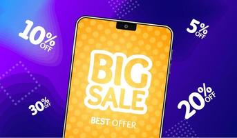 Realistic Detailed 3d Phone Big Sale Banner Concept Ad Poster Card. Vector