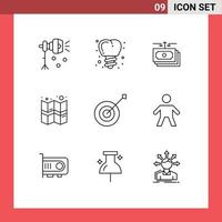 9 Universal Outline Signs Symbols of collection map dollar location report Editable Vector Design Elements