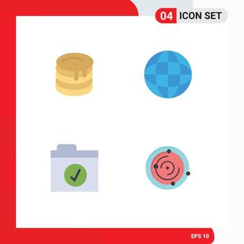 Modern Set of 4 Flat Icons and symbols such as cake selected canada globe univers Editable Vector Design Elements