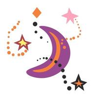 Crescent moon with stars and constellations icon vector