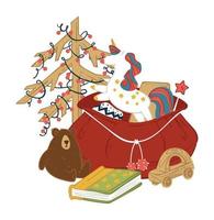 Santa Claus sack with toys for children for xmas vector