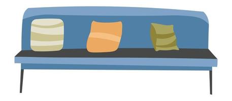 Comfortable couch with pillows, sofa and cushions vector