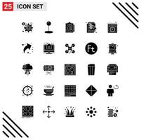 25 Thematic Vector Solid Glyphs and Editable Symbols of online hosting report cloud protection Editable Vector Design Elements