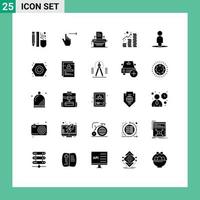 Group of 25 Modern Solid Glyphs Set for coins profit slide income print Editable Vector Design Elements