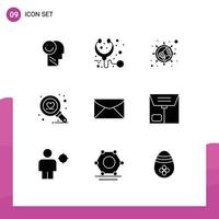 User Interface Pack of 9 Basic Solid Glyphs of education mail stethoscope search find Editable Vector Design Elements