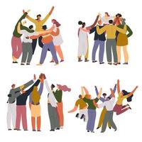 Group of people cheering and having fun laughing vector