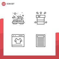 Set of 4 Modern UI Icons Symbols Signs for relax card massage miscellaneous online Editable Vector Design Elements