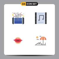 User Interface Pack of 4 Basic Flat Icons of circuit music scene processor concert mouth Editable Vector Design Elements