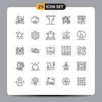 Set of 25 Modern UI Icons Symbols Signs for chart optimization machine gear briefcase Editable Vector Design Elements