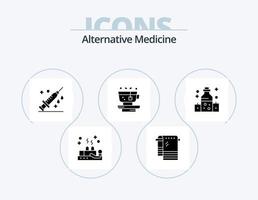 paquete de iconos de glifo de medicina alternativa 5 diseño de iconos. masaje. té. cuidado de la salud. planta. lámina vector