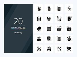 20 Pharmacy Solid Glyph icon for presentation vector