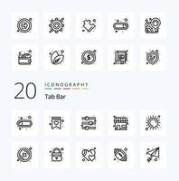 20 Tab Bar Line icon Pack like sunlight summer off store market store vector