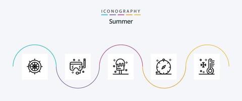 paquete de iconos de la línea 5 de verano, incluido el verano. vacaciones. mar. dirección. verano vector