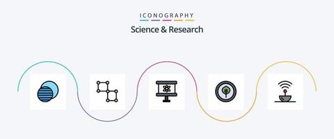 línea de ciencia llena de paquete de iconos planos 5 que incluye ciencia. antena. átomo. ciencia. biografía vector