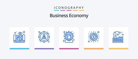 Economy Blue 5 Icon Pack Including economy. money. money. economy. solution. Creative Icons Design vector