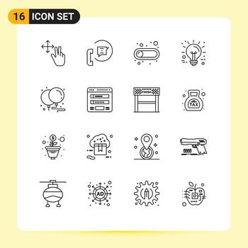 paquete de interfaz de usuario de 16 esquemas básicos de tecnología de cumpleaños fuera de los elementos de diseño de vectores editables de negocios de innovación