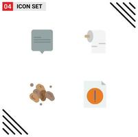 Modern Set of 4 Flat Icons Pictograph of chat alert cleaning ramadan file Editable Vector Design Elements