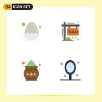 Editable Vector Line Pack of 4 Simple Flat Icons of baby india nature sold powder Editable Vector Design Elements