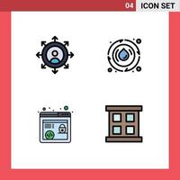 Set of 4 Modern UI Icons Symbols Signs for career browser seo droop energy window Editable Vector Design Elements