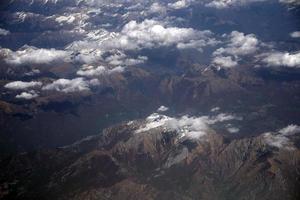 alps aerial view panorama landscape from airplane photo