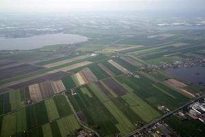 tulip fields holland aerial view from airplane photo